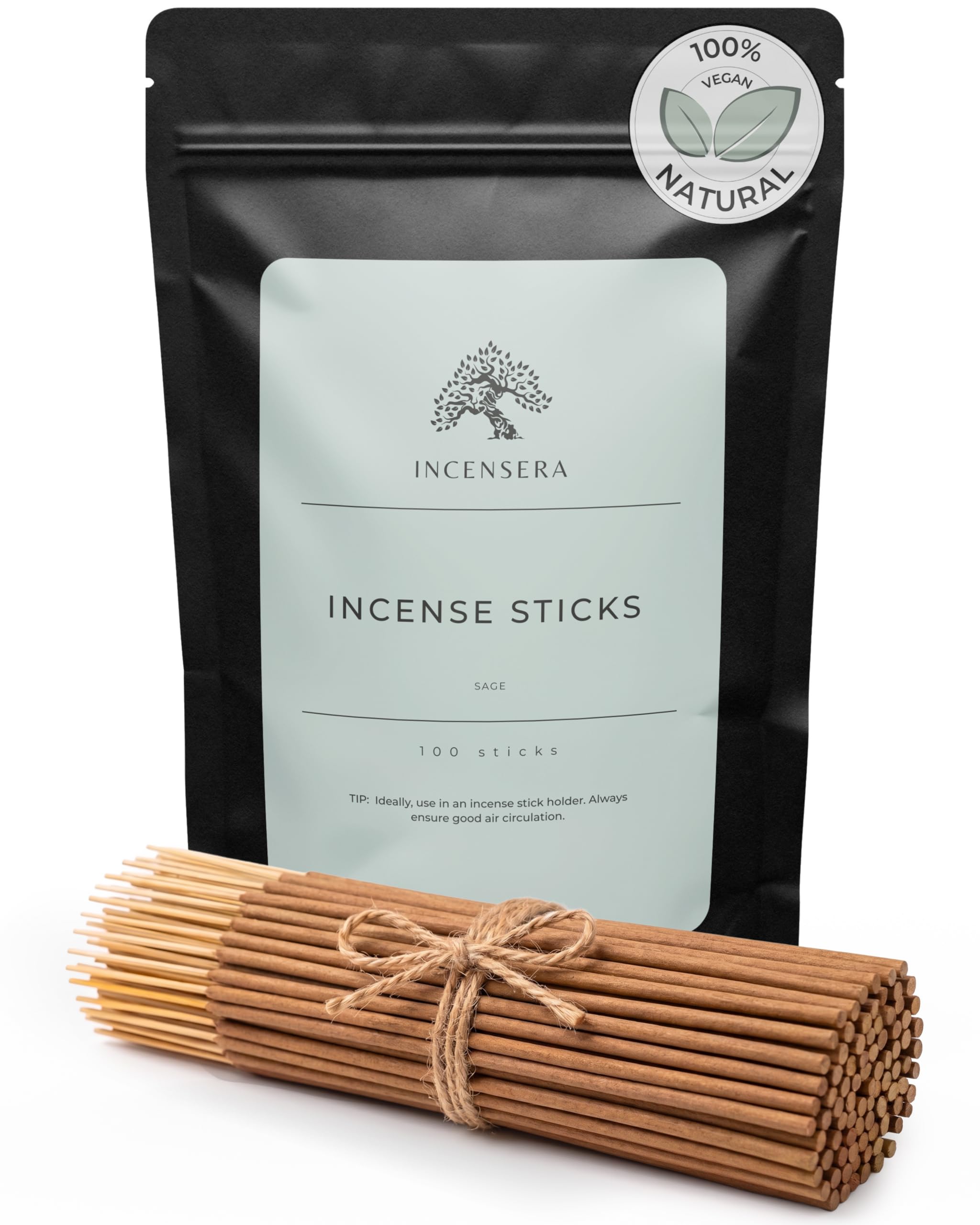 Incensera White Sage - 100 Natural Incense Sticks - for Meditation