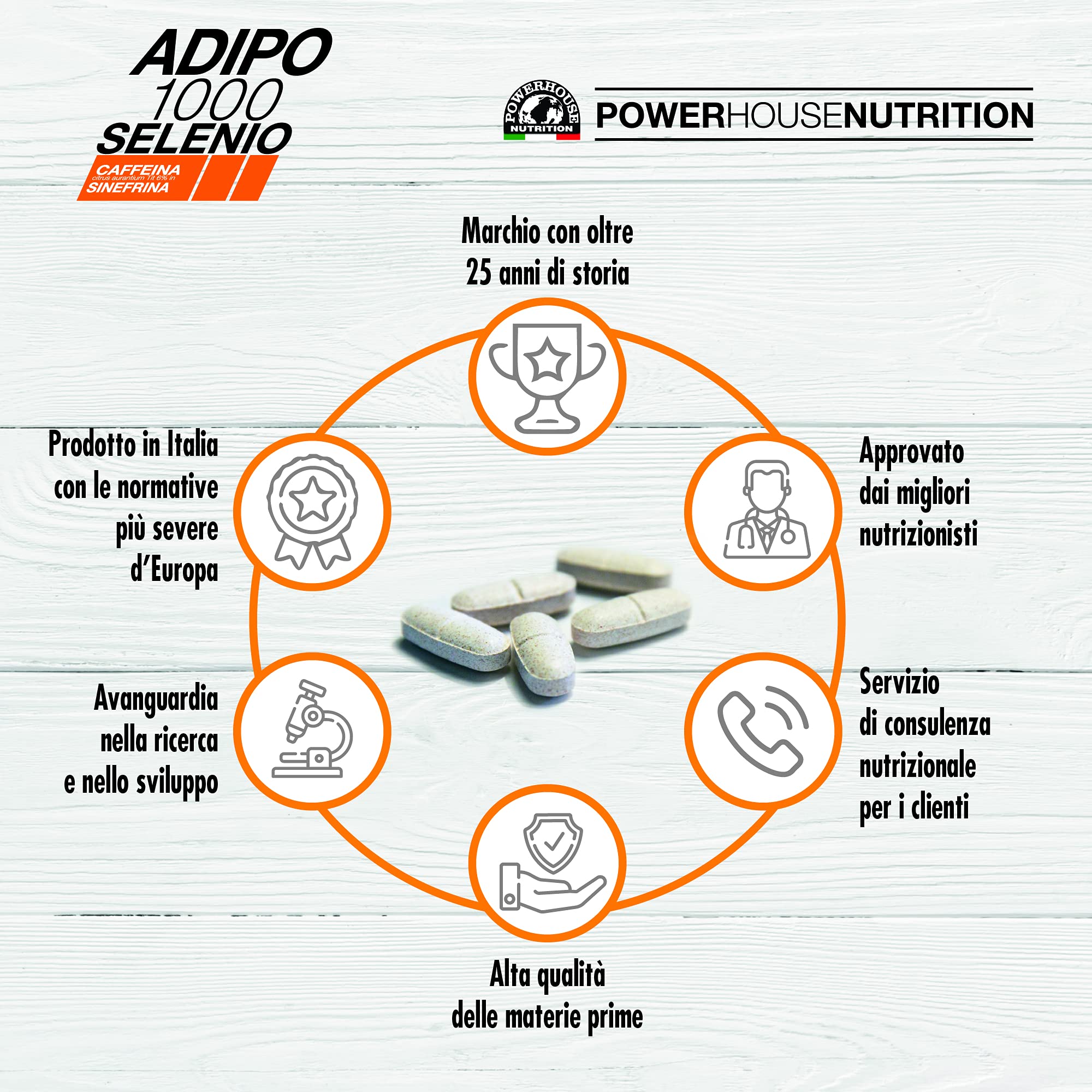 Integratore Alimentare con Caffeina Naturale e Selenio – ADIPO 1000 SELENIO – Supporto per Energia e Vitalità – Made in Italy – 120 Compresse