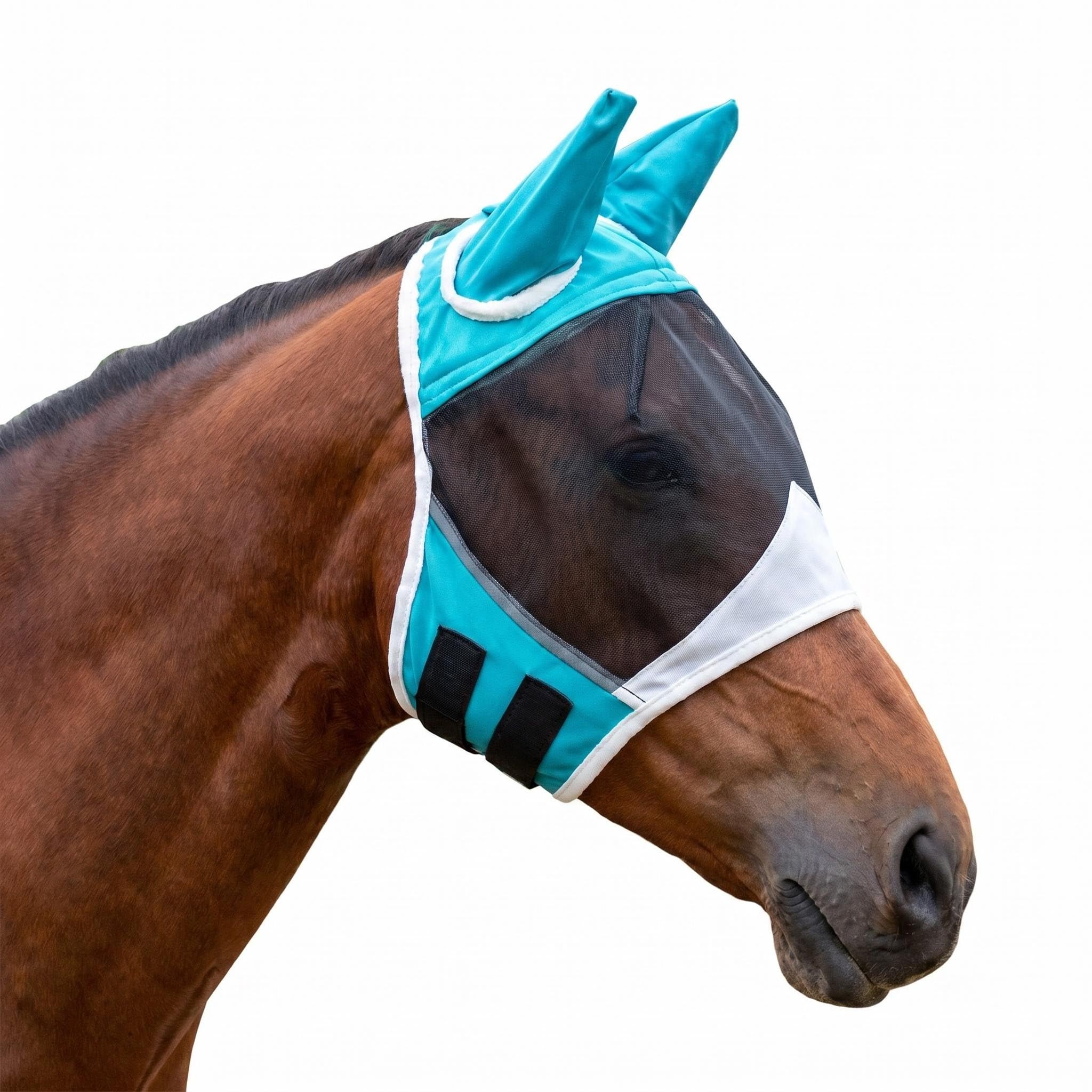 Blue Breathable Horse Fly Mask, Medium