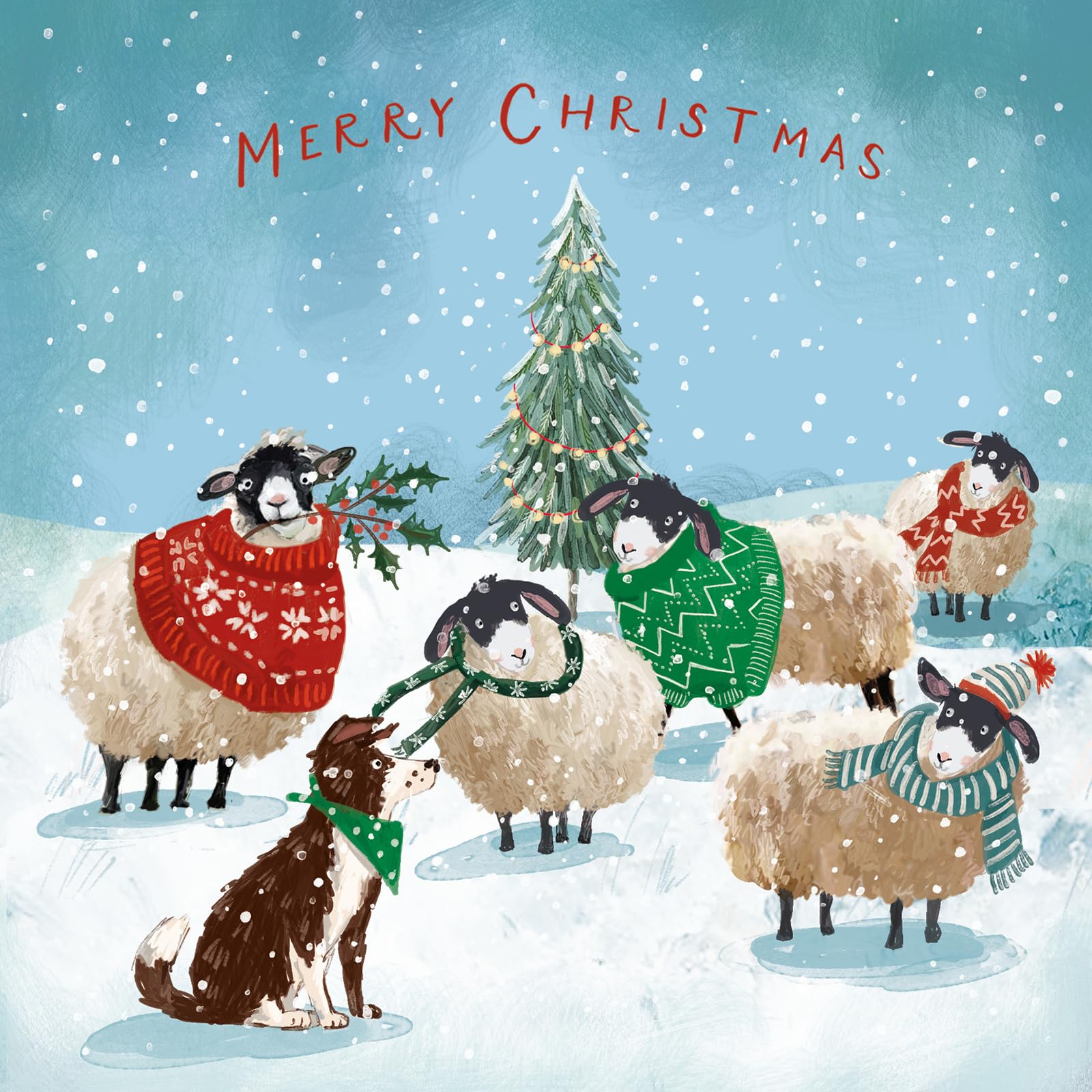 Marie Curie Charity Winter Woolies Christmas Cards, 14 x 14 cm, Pack of 10 with Envelopes