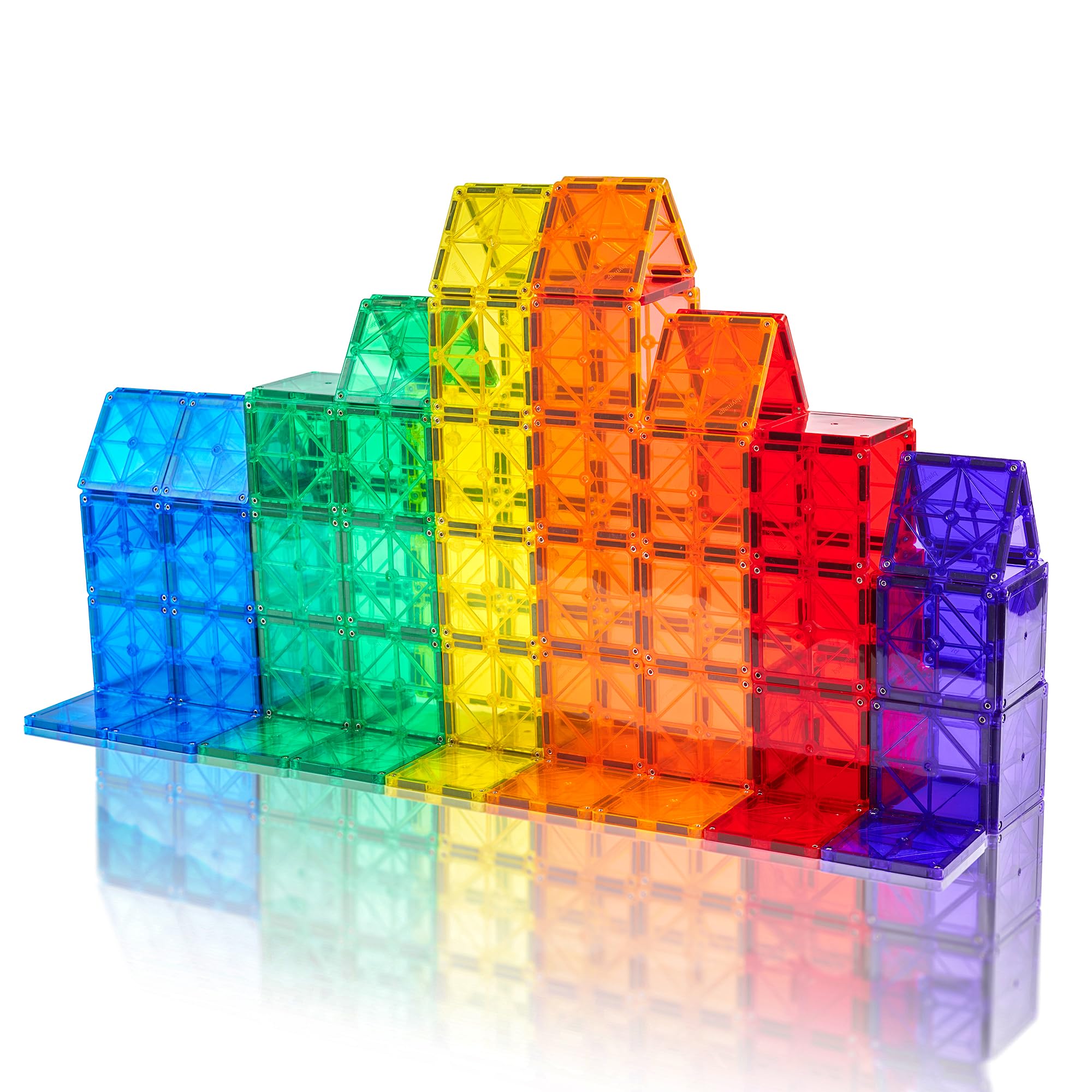 Playmags Jeu De 30 Tuiles Magnétiques pour Enfants – Blocs De Construction Magnétiques – Aimants Puissants Et Conception Robuste – Jouets De Construction STEM 3D pour Enfants