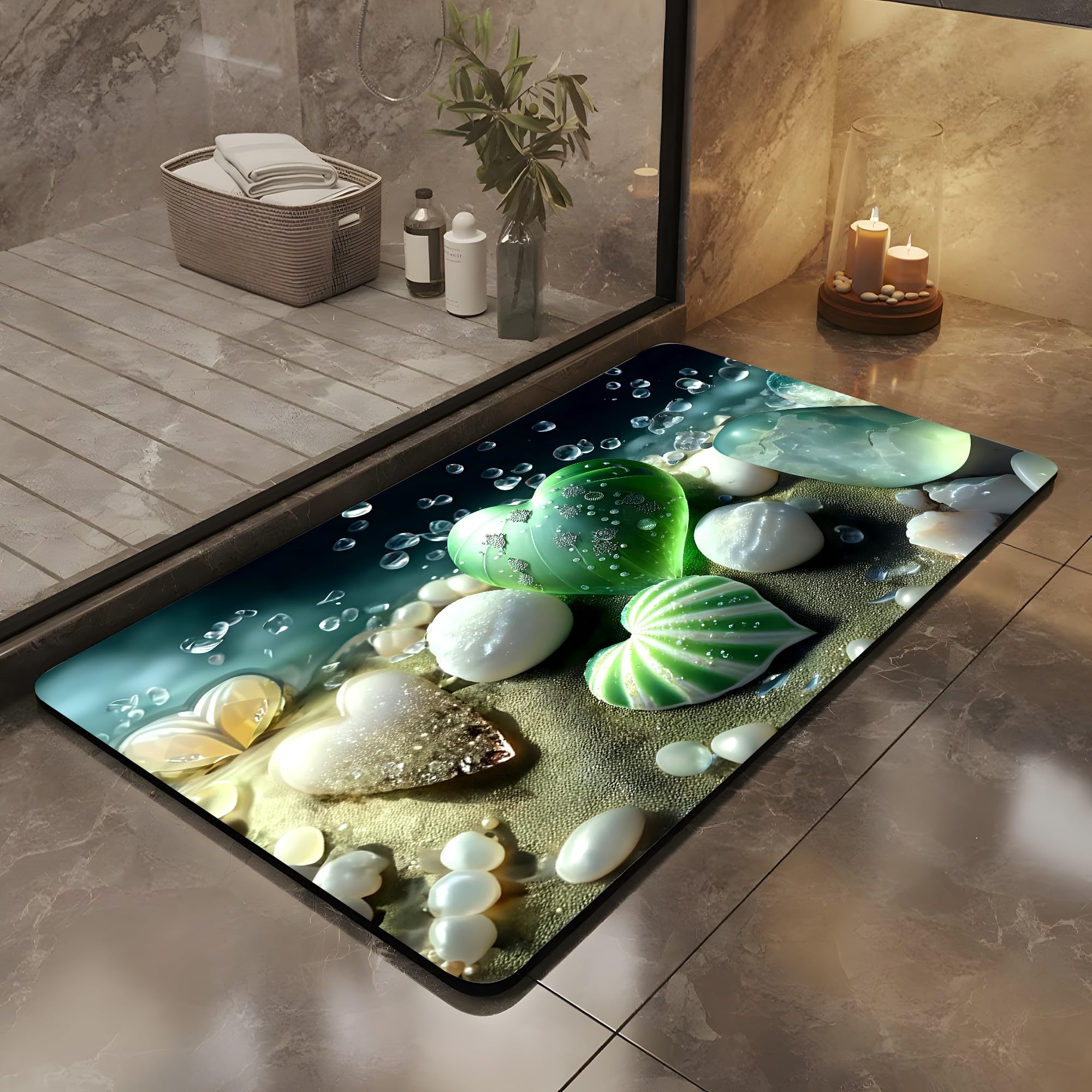 Tapis De Bain Antidérapant En Mousse Souple - Motif À Carreaux - Vert