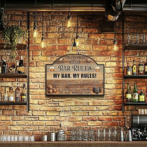 Miniatura 5 de THUYPT - Letrero de madera con reglas de barra para el hogar, bar, sótano, decoración de bar para colgar en la pared, letrero de madera impreso