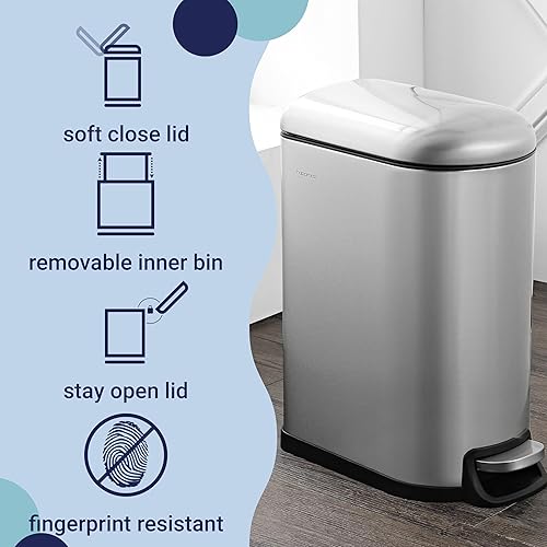 Miniatura 4 de happimess HPM1010A Roland - Bote de basura de 10.6 galones con tapa de cierre suave, moderno, minimalista, a prueba de huellas dactilares para el