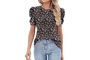 Elegante Blusa de Encaje con Mangas Abullonadas para Mujer