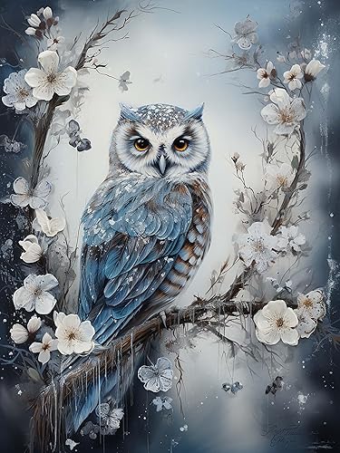Cuneai - Búho de pintura de diamante 5D, pintura con diamantes, arte de flores, bordado de cristal, punto de cruz, taladro redondo por números, kits