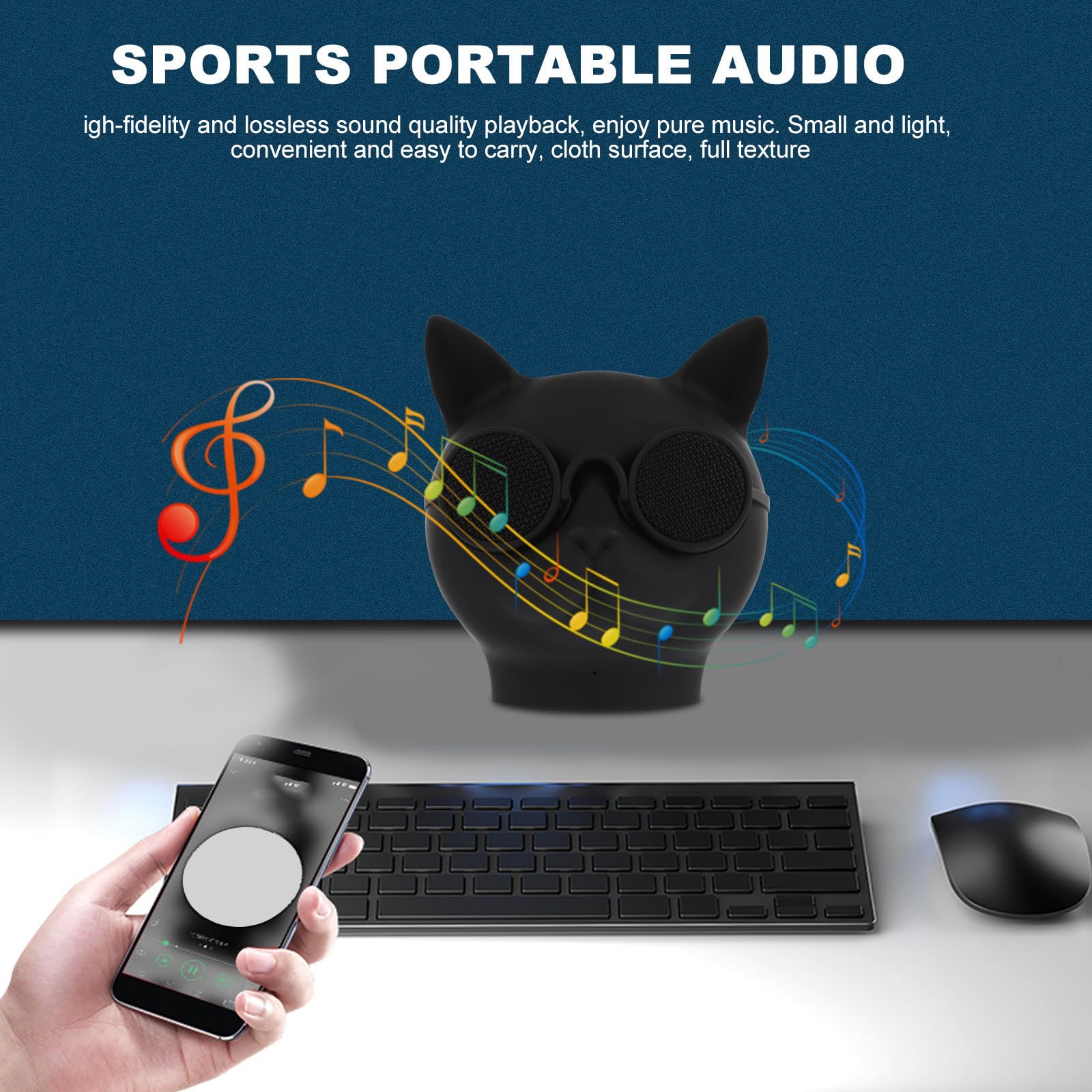 Altavoz Inalámbrico Portátil Mini con Diseño Cabeza de Gato Bocina Exterior Compacta Sonido y Fácil Conexión para Dispositivos Móviles