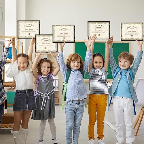 Miniatura 6 de 100 piezas de soporte de certificado de una sola cara con borde de lámina dorada para certificados de 85 x 11 pulgadas cartulina documentos de