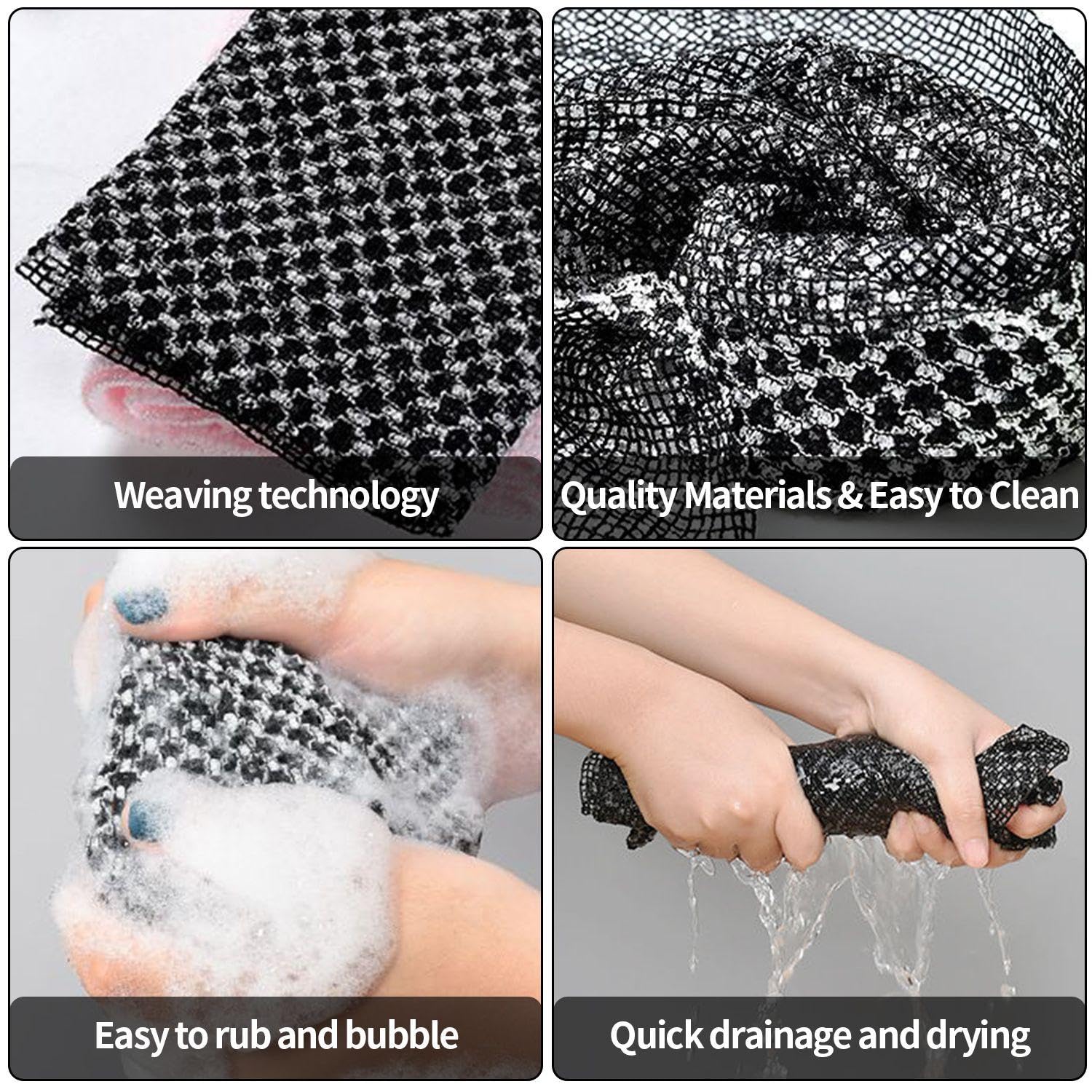 2 Pièces Serviettes De Bain Rectangulaires Et 2 Pièces Lingettes De Bain, Outils De Nettoyage Du Corps, Accessoires De Bain, Épurateur Arrière.