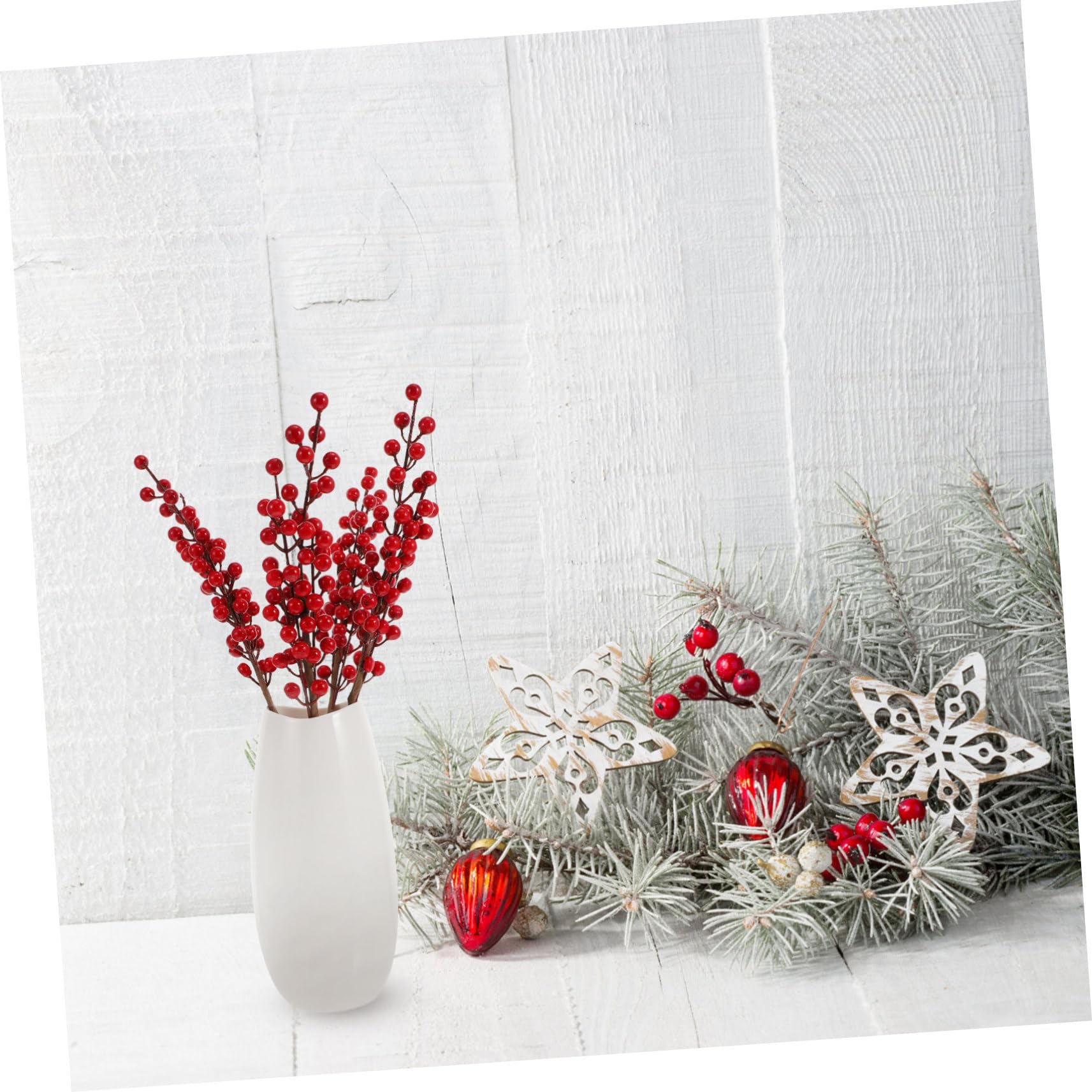 Cabilock 5 Sätze Weihnachtsrote Frucht Netter Timer Dekorative Kunstblumen Blüht Ornamente Campingdekorationen Rote Beerenzweige Dekoratives Schlüsselband Frucht Beeren Schaum 4 Stück * 5