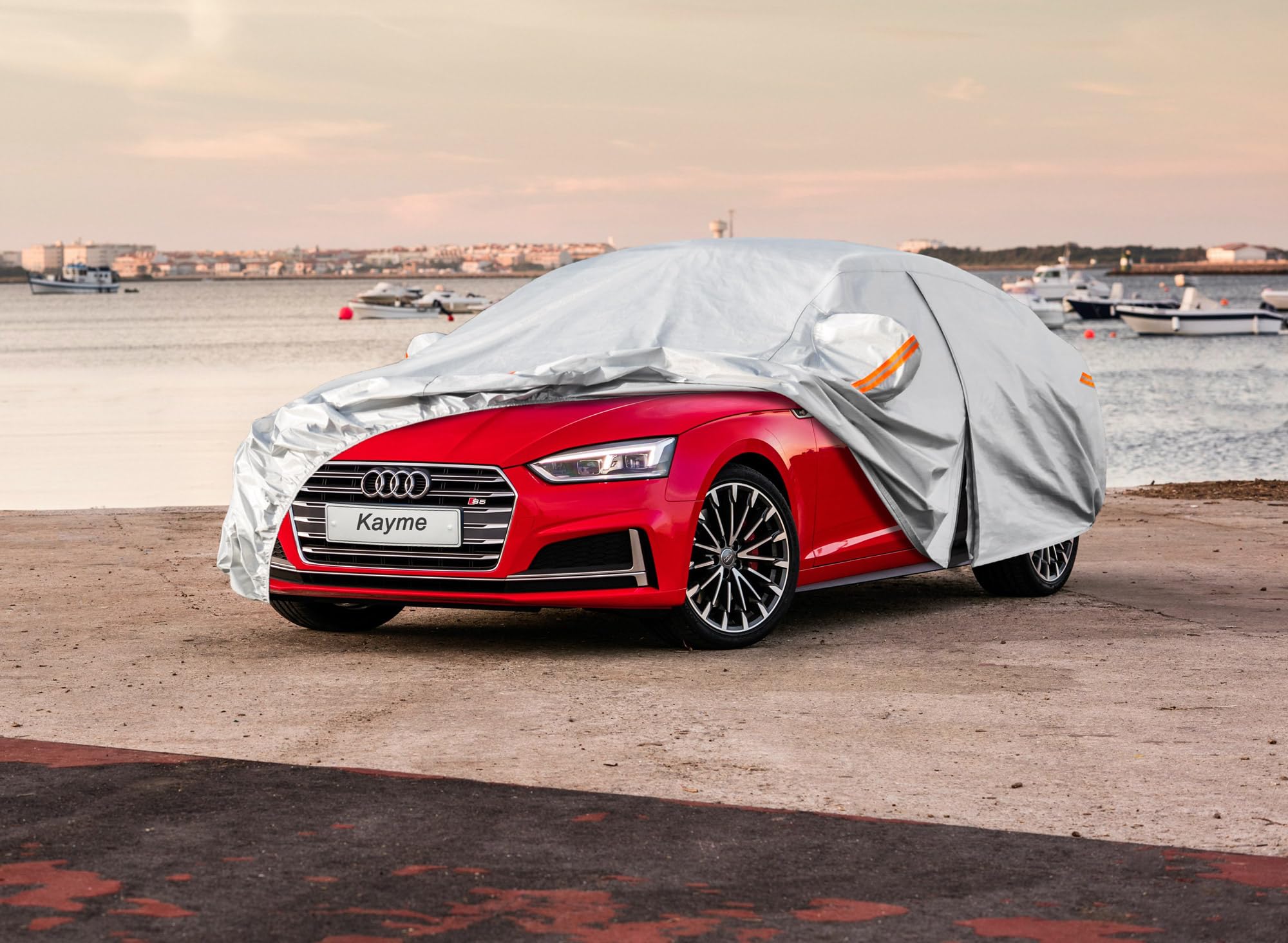 Kayme Funda Coche Exterior, Compatibles con Audi A5 (2009-2025), Cubierta para Coche Impermeable Transpirable Anti-UV Antipolvo de 6 Capas, Cubre Coche con Cremallera y Forro de Algodón. — view 7