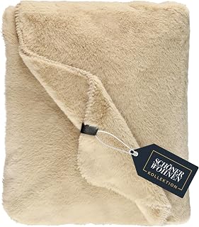 SCHÖNER WOHNEN Kuscheldecke flauschig - Warme Kunstfelldecke 130x170 beige - Wei im Test