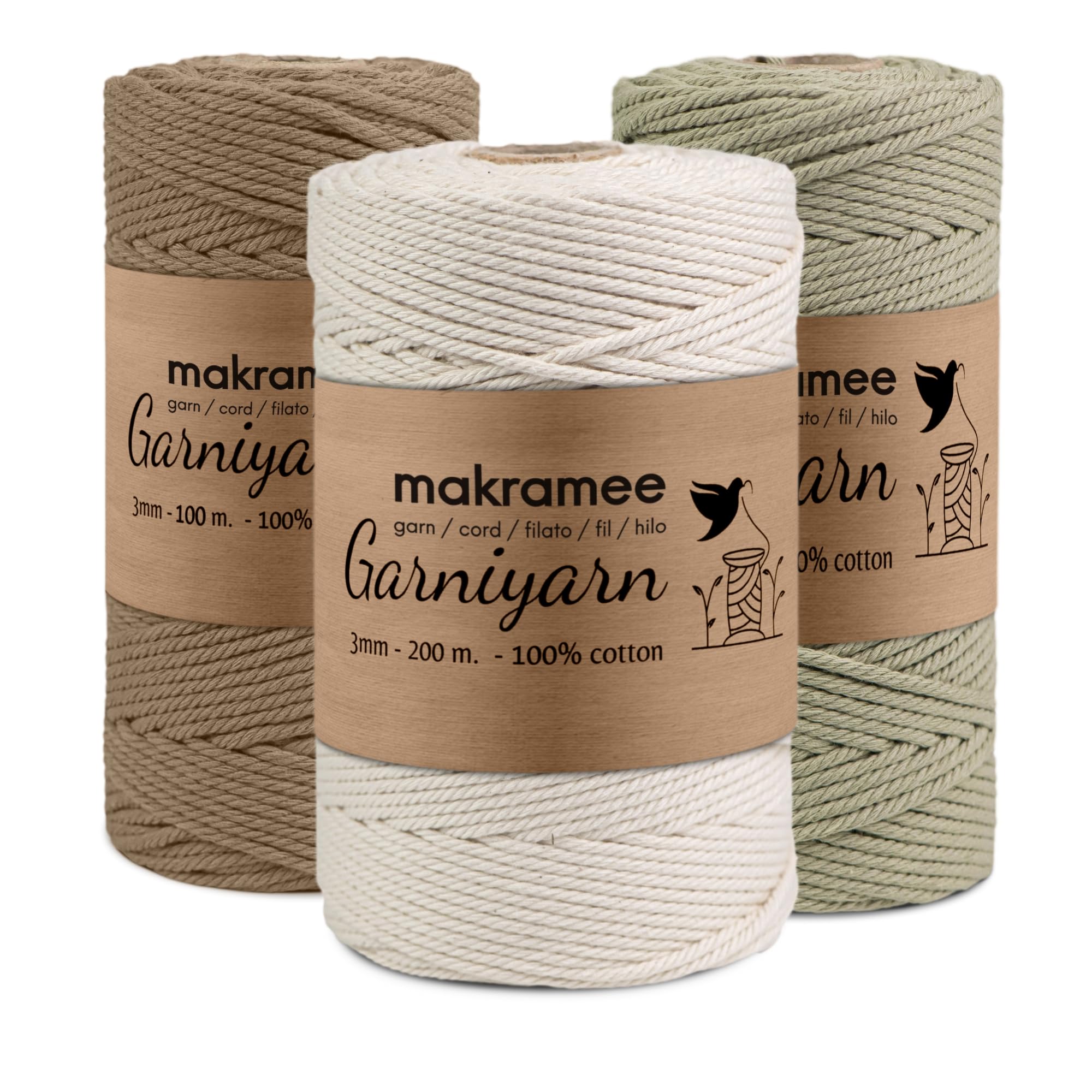 Cordon macramé 3mm pour décoration intérieure bohème et DIY fait maison