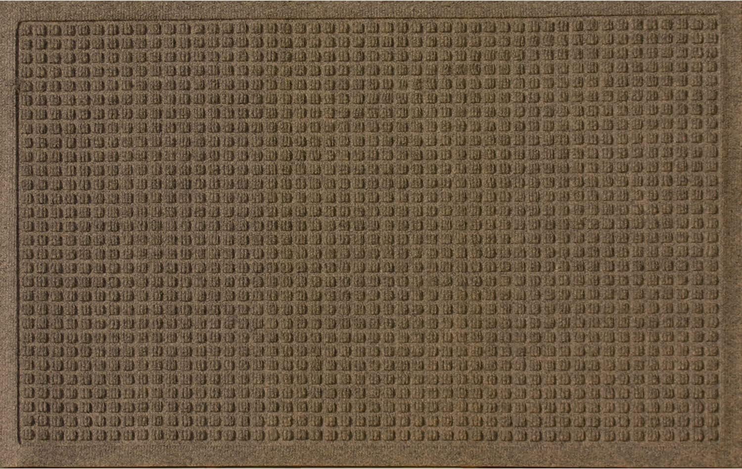 Bungalow Flooring Waterhog Door Mat, 2' x 3' Made in USA, Durable and Decorative Floor Covering, Skid Resistant, Indoor/Outdoor, Water-Trapping, Squares Collection, Dark Brown