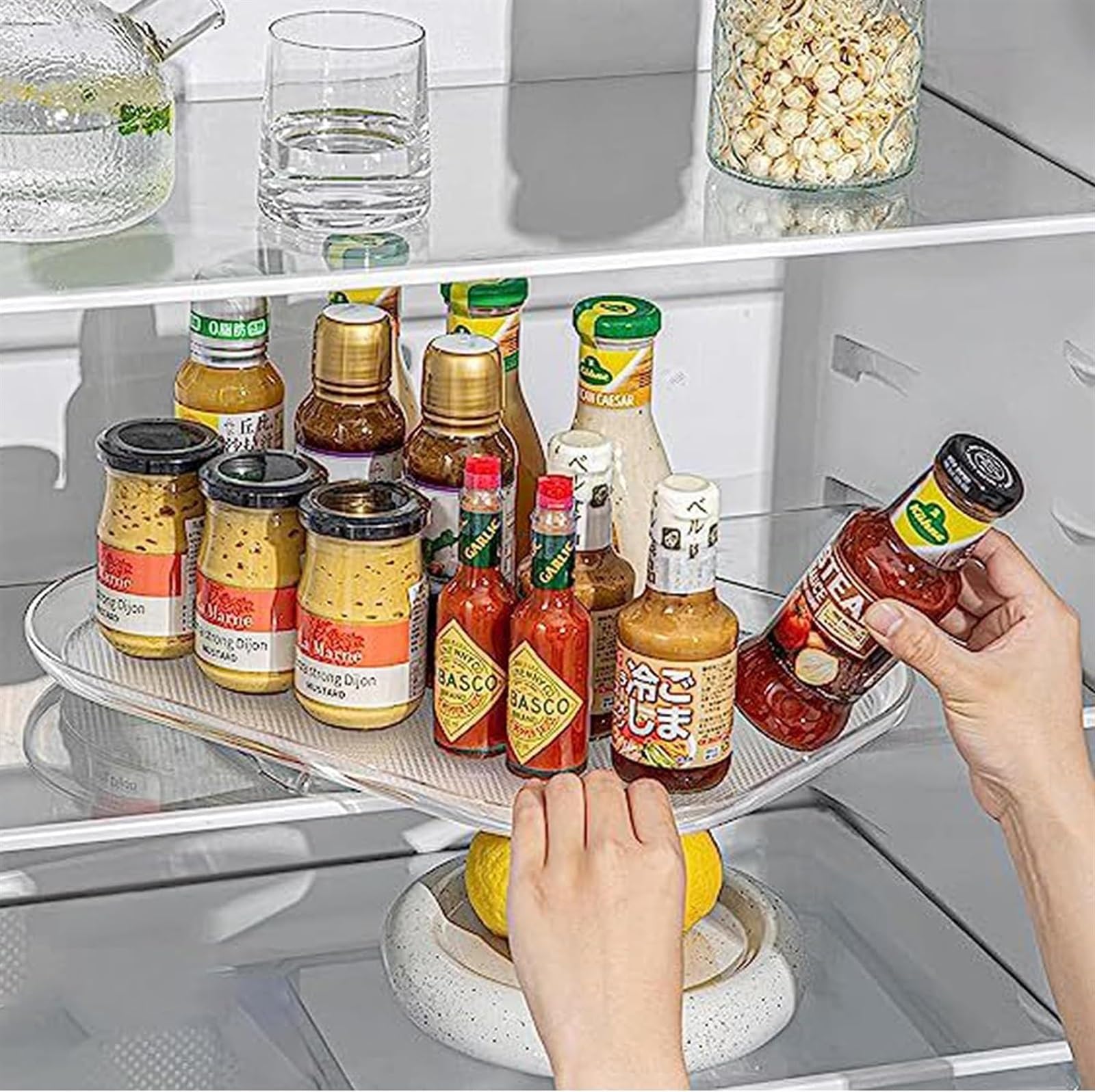 Kühlschrank-Drehteller-Organizer 33 Cm – 360° Drehbar, Lazy Susan, Transparent, Für Küche, Vorratsschrank & Kühlschrank