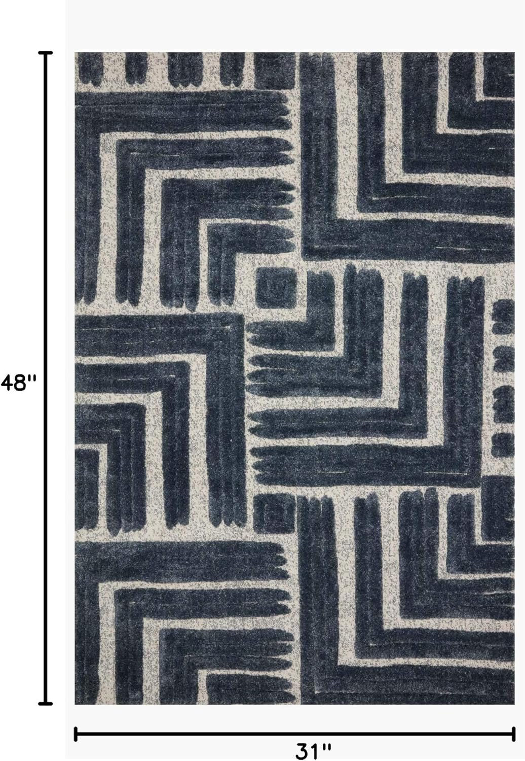 Hagen Blue and White Geometric Tufted Area Rug 2'-7" x 4'