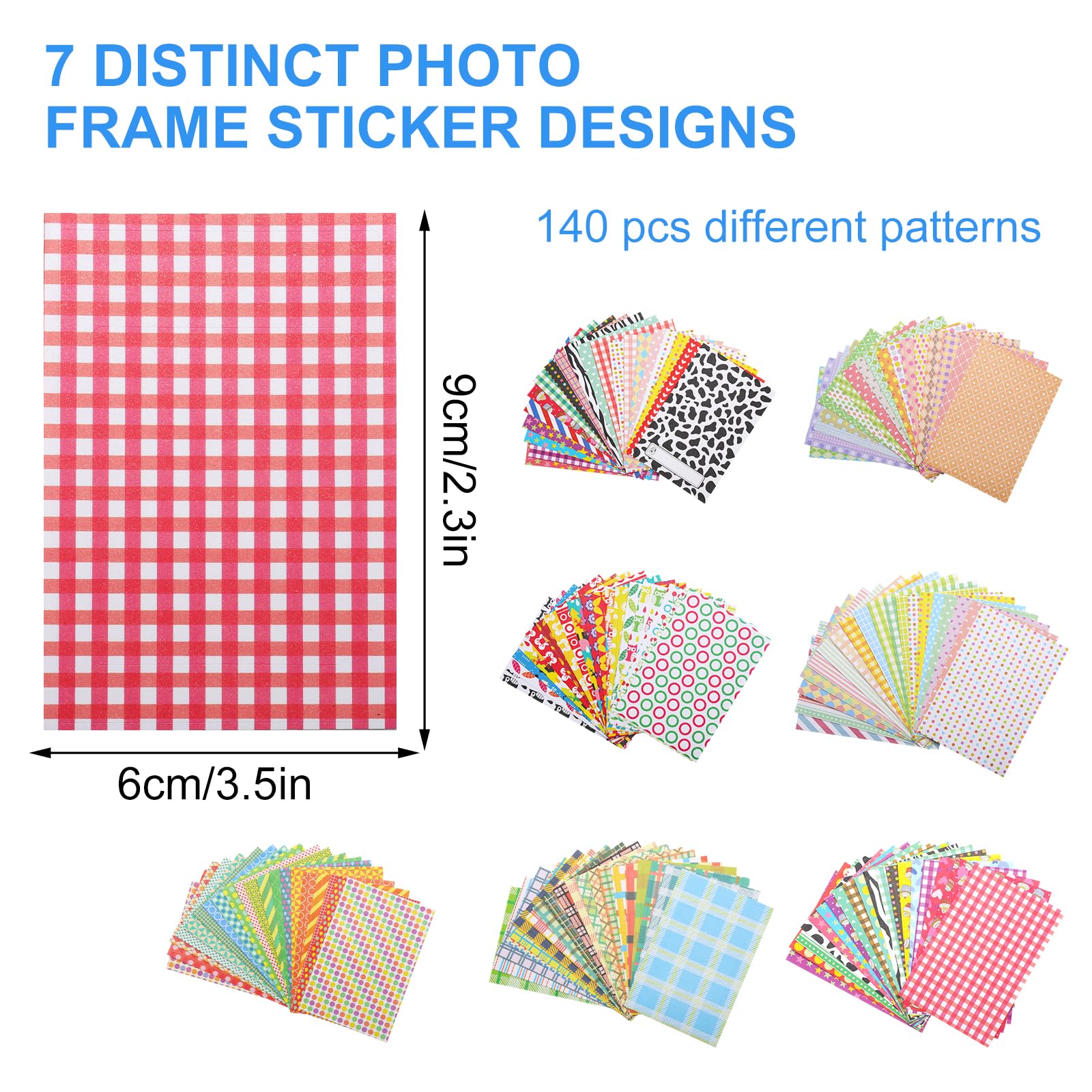 140 sztuk naklejek na ramki zdjęciowe 9x6 cm, kolorowy zestaw naklejek do dekoracji DIY, mini naklejki na ramki zdjęciowe, dekoracyjne naklejki z kryształkami do Fujifilm Instax Mini 9/8/7S/70/26/50S