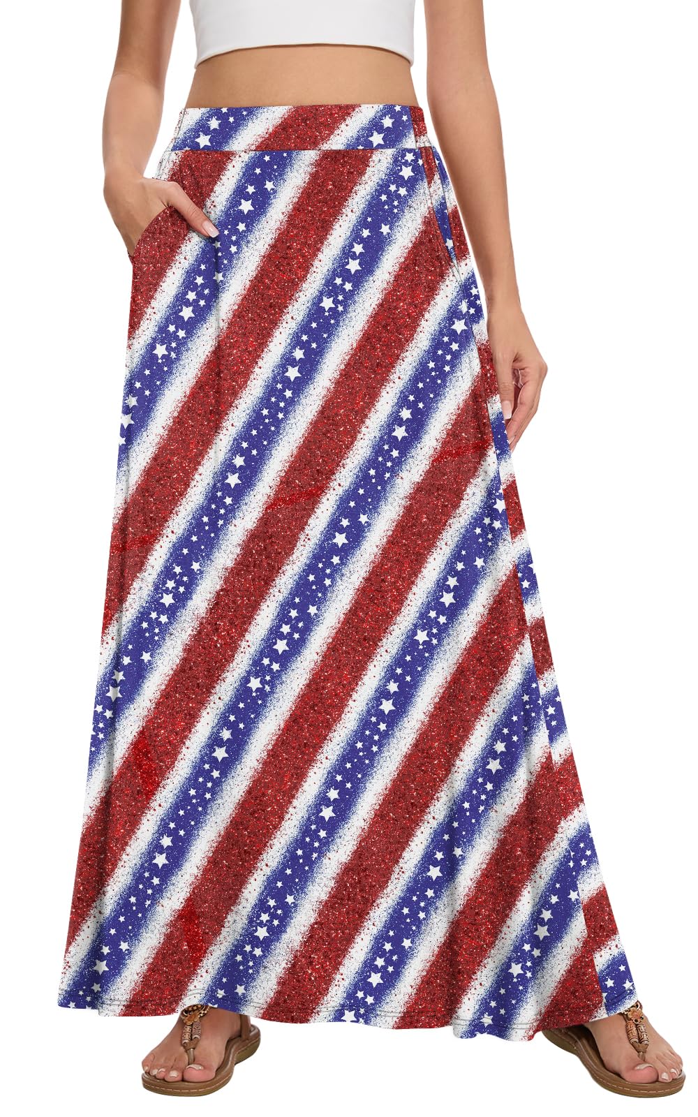 Womens Maxi Skirt Long Flowy Summer A-Line High Waist Skirts