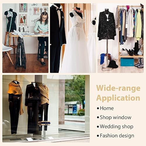 Miniatura 7 de Juego de 4 cuerpos de maniquí femenino, torso de maniquí colgante de 27 pulgadas de altura con gancho, forma de medio vestido de plástico para ropa,
