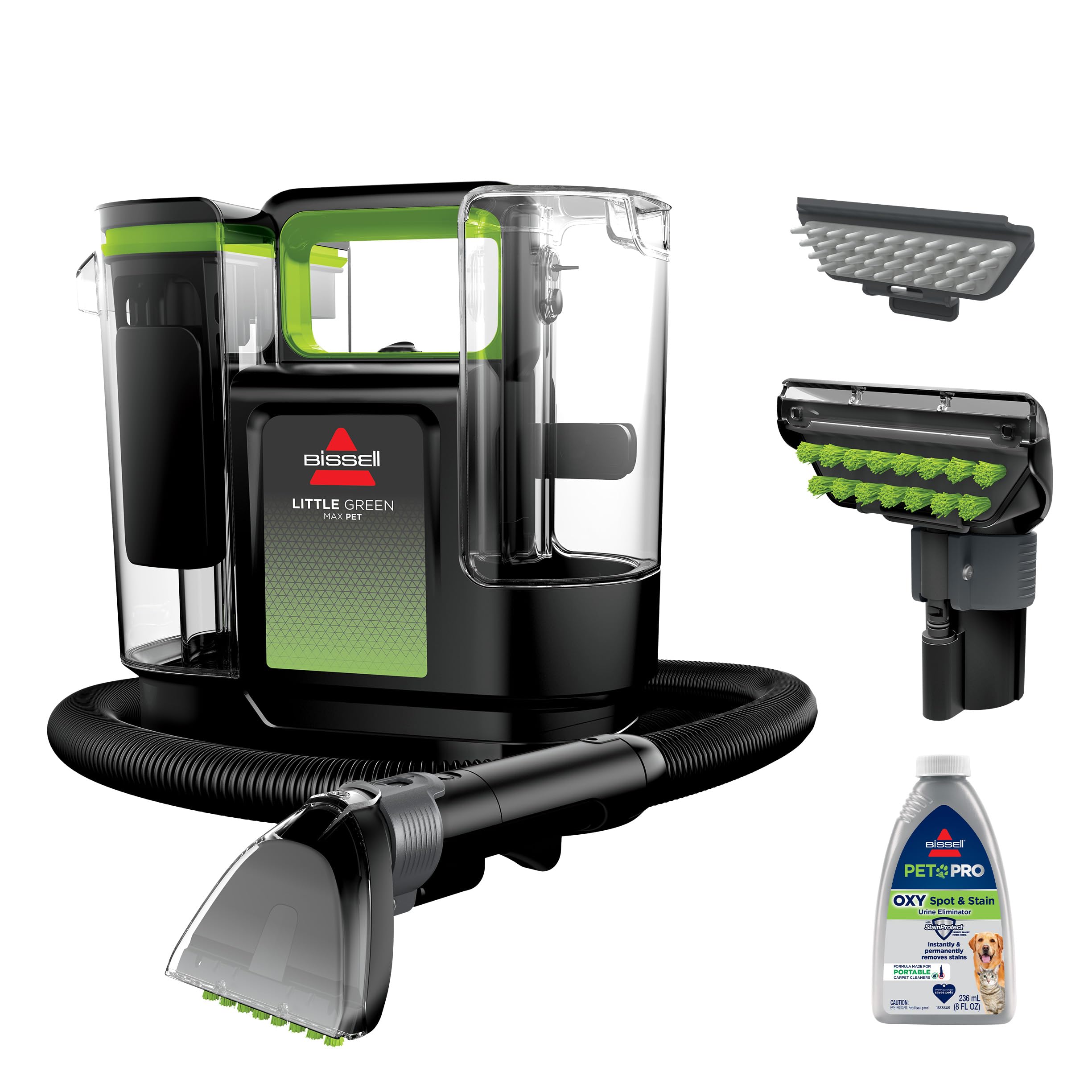 BISSELL® Little Green® Max Pet Portable Carpet and Upholstery Deep Cleaner, Car/Auto Detailer, with Self-Cleaning Tough Stain Tool and Pet Hair Removal Tool (3860)BISSELL® Little Green® Max Pet Portable Carpet and U…