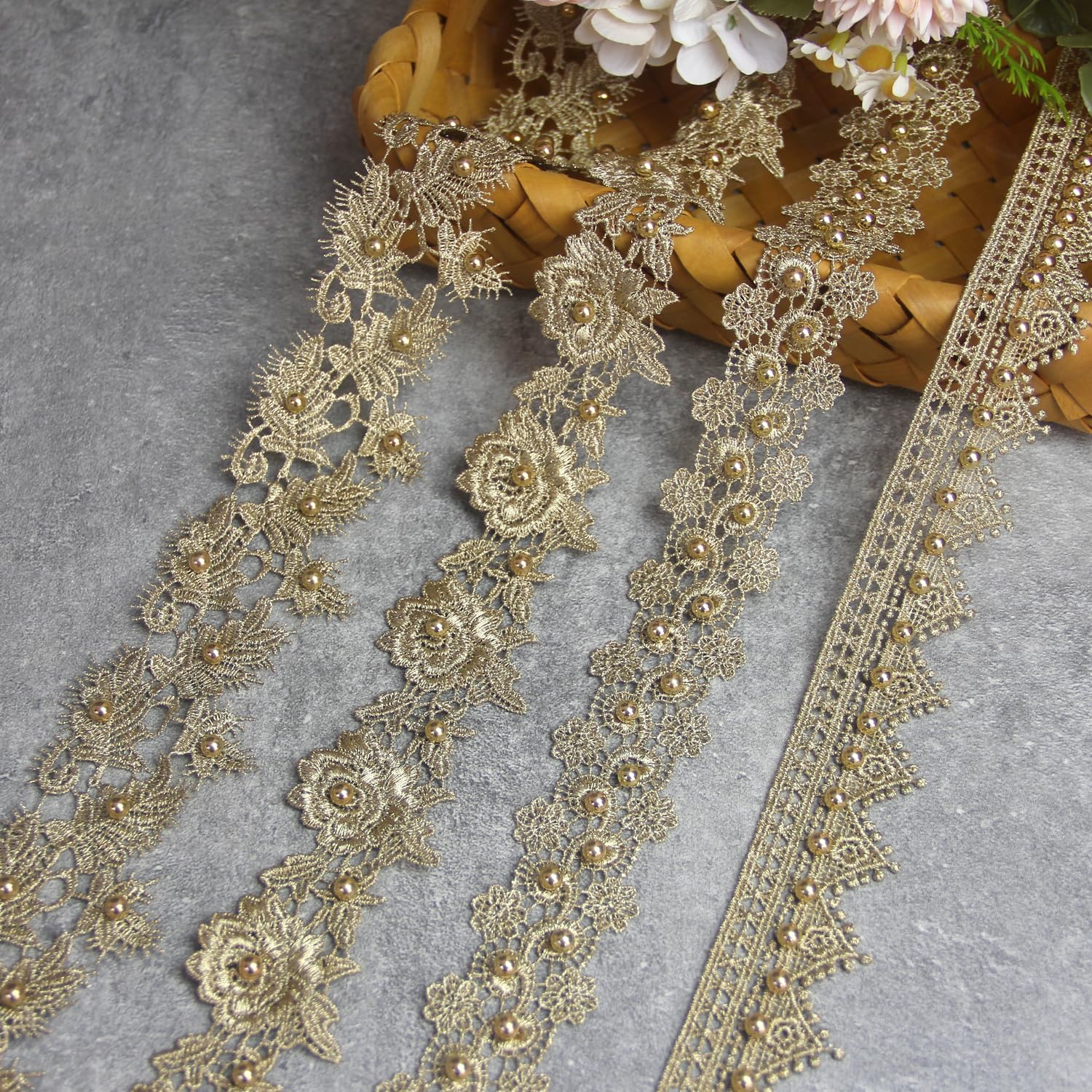 gold beaded trim for dresses Metallic Beaded Trim 2 3/4" wide (65mm) Silver or Gold