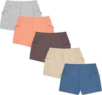 Cudlie 5-Pack Boys Baby & Toddler Shorts - سراويل لعب ناعمة ومتينة للأولاد ، أحجام 12 شهرًا إلى 4T