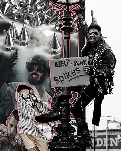 Miniatura 5 de 200 juegos de púas de 0.374 in para ropa, tachuelas y picos para manualidades, picos de metal y cono plateado, púas punk con caja de almacenamiento