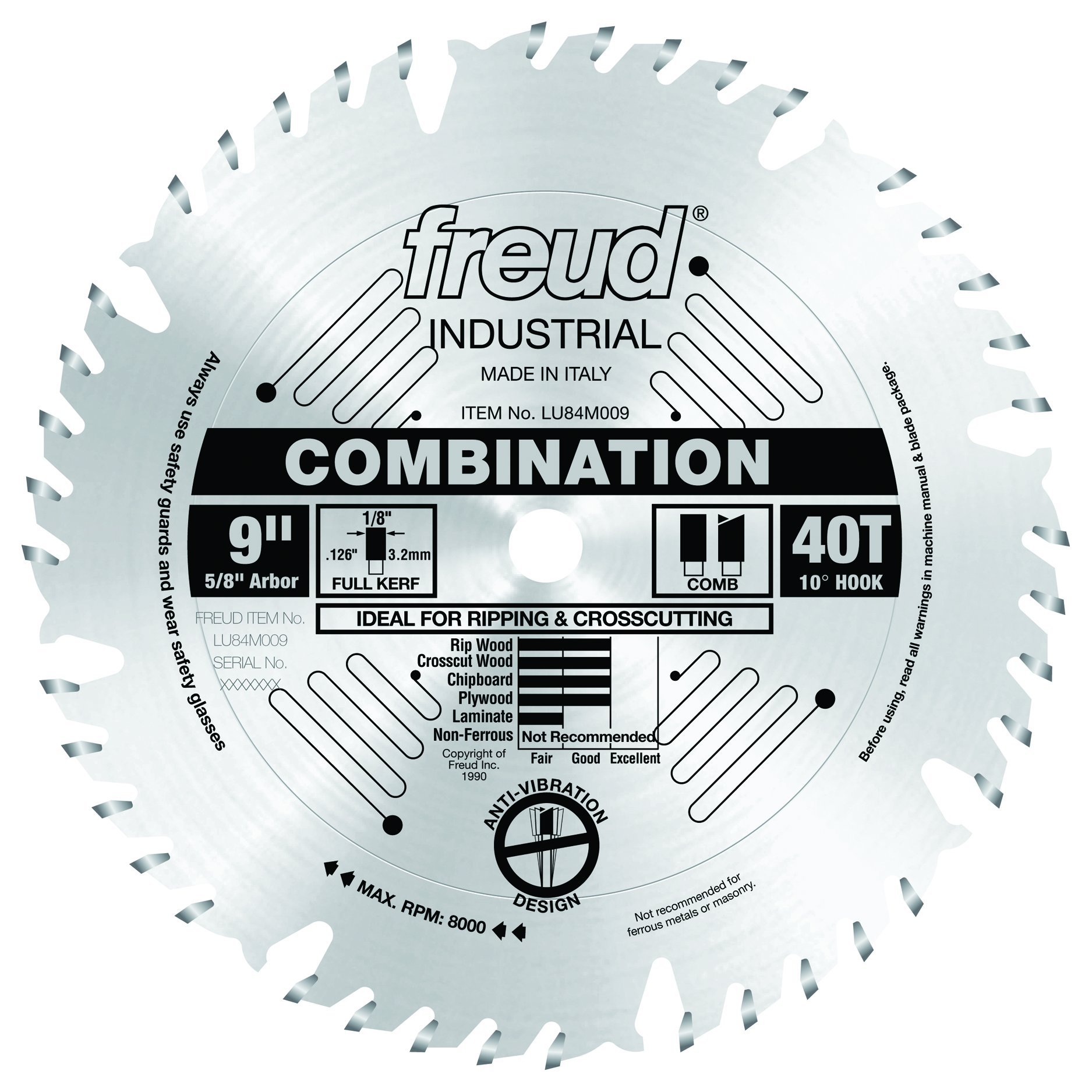 Freud LU84M009: 9" x 40T Combination Blade