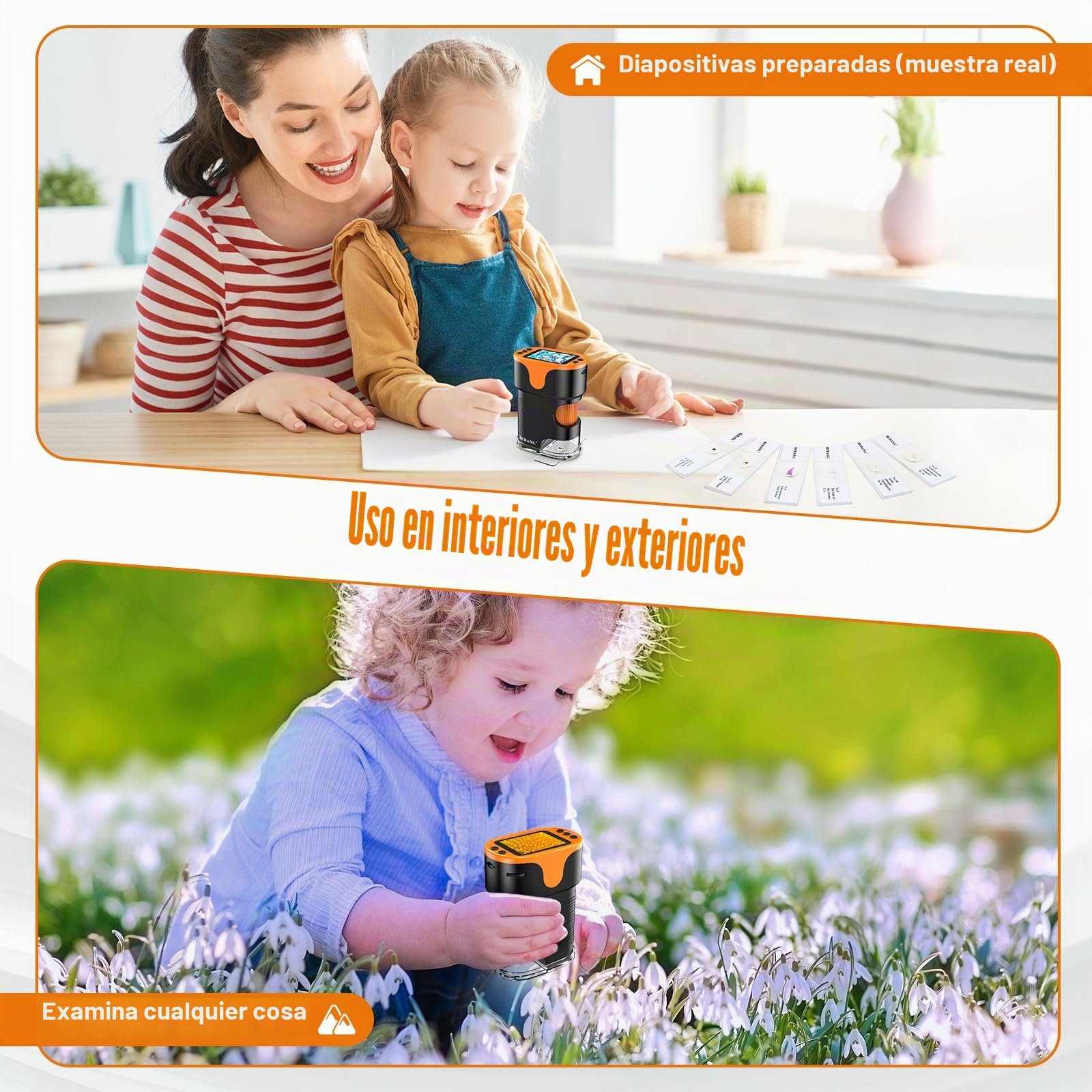 Microscopio para niños con lupa móvil para niños y niñas de 4 a 12 años