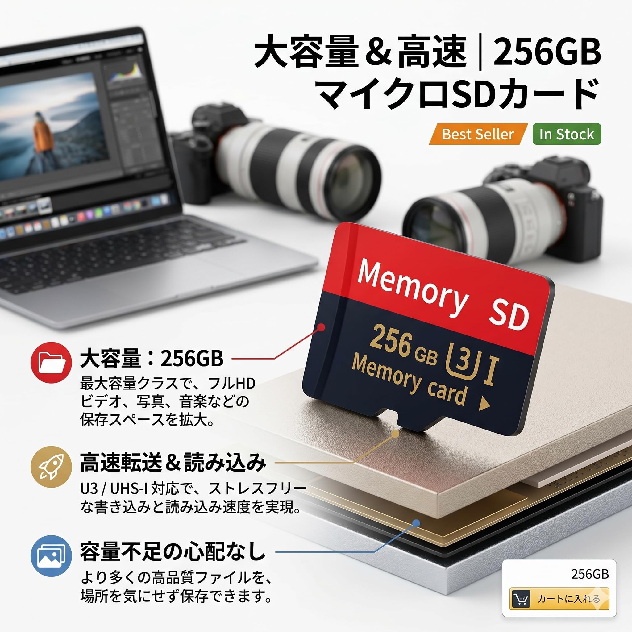 【Amazon.co.jp限定】マイクロカード 256GB マイクロメモリーカード 超高速データ転送 対応 TFカード スマートフォン Full HD & 4K UHD動画 - 2