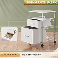Vista 6 de DEVAISE Archivador vertical de tela de 2 cajones, soporte de impresora rodante, blanco