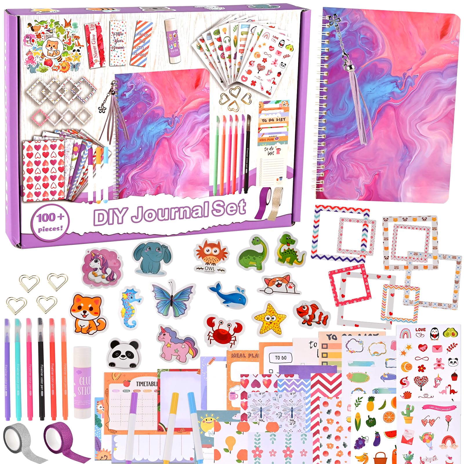 Kit Goldge de 109 pièces pour journal à faire soi-même – Cadeaux pour filles âgées de 8 à 12 ans et plus, scrapbooking pour adolescents