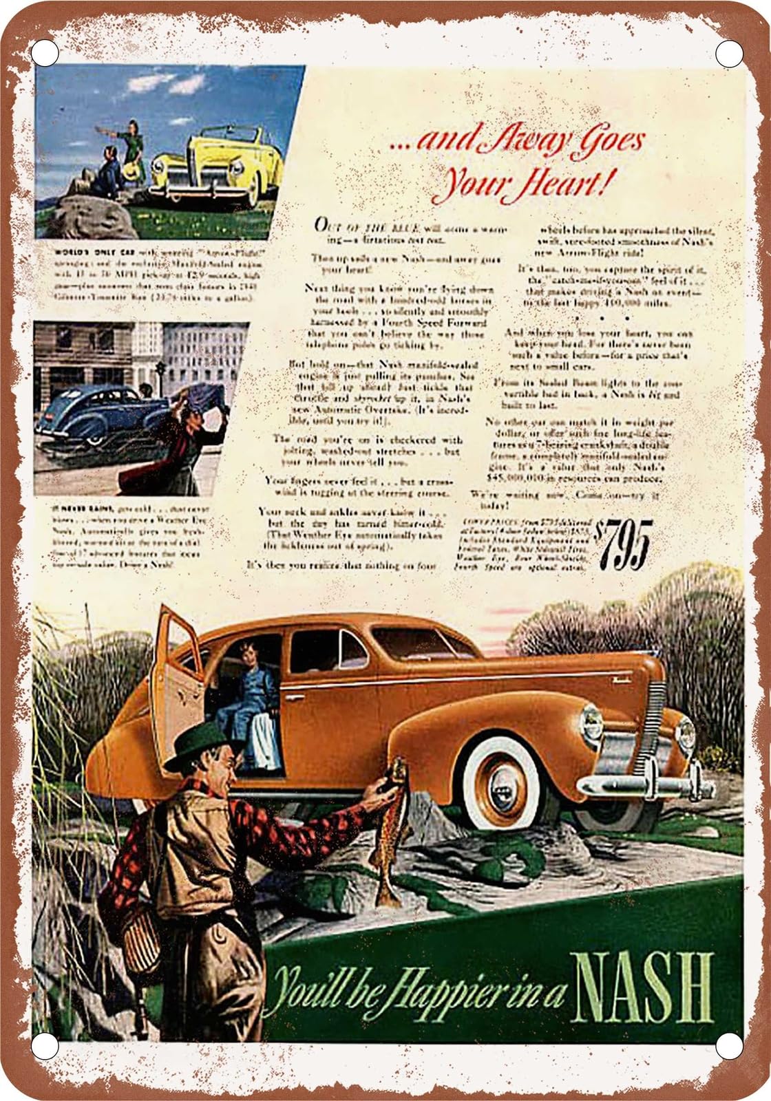 Miaomansenstore Metal Sign - 1940 Nash Vintage Ad 12 - Old Retro Rusty Look Home Decor
