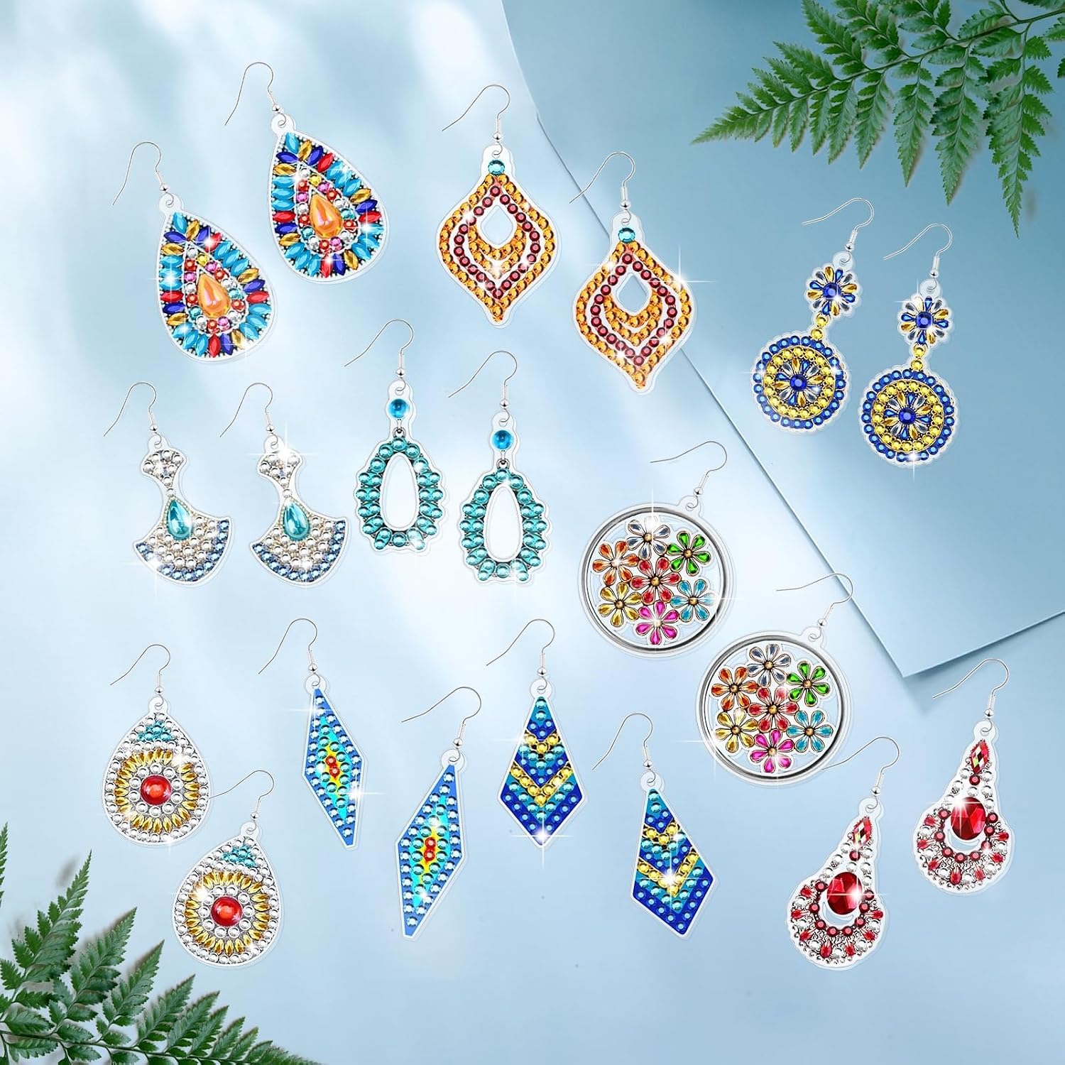 10 Pairs Diamond Painting Earrings Double-Sided, Mandala Diamonds Art Earrings, Small Diamonds Painting Kits, Diamond Art Kits for Adults, Earring Making Kit Handmade Gifts With Box for Birthdays