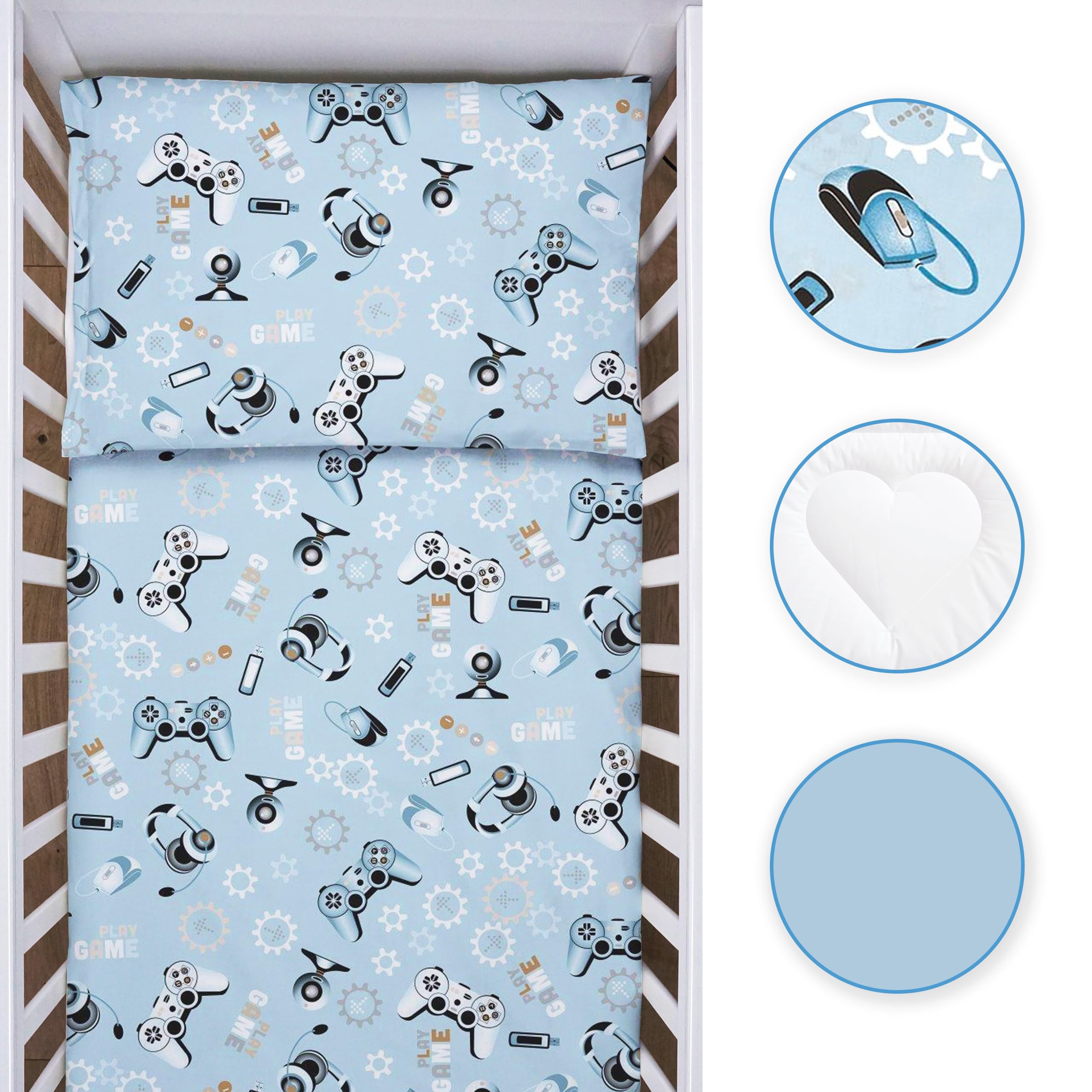 Baby Comfort 4 Piece Toddler Kids Cot Bed Set 120x90 cm Duvet Pillow Duvet Cover Pillowcase 12M+ (It's a Boy) — view 30