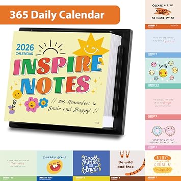 Daily Calendar 2026 - Inspirational Daily Desk Calendar 2026, 6'' x 5'', Jan. 2026 - Dec. 2026 With 365 Inspirational Quotes Page a Day, Happy Notes for Everday, Flip Desk Decor, Great Gift Choice