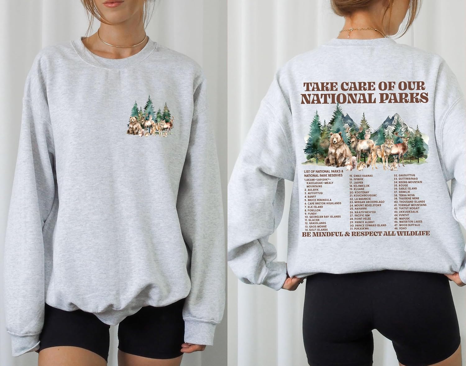 Munla Canada National Parks & Reserves List Sweatshirt - Camping Hiking Crewneck For Nature Lovers