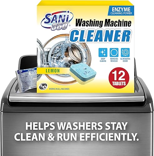 Miniatura 7 de SANI 360 Tabletas de limpieza para lavadora, el paquete de 12 está formulado con enzimas, limpia profundamente y desodoriza las lavadoras de carga