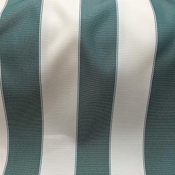 Hunter Green | Ivory Striped Waterproof Outdoor Canvas Fabric- 60" - 600 Denier Fabric - by The Yard