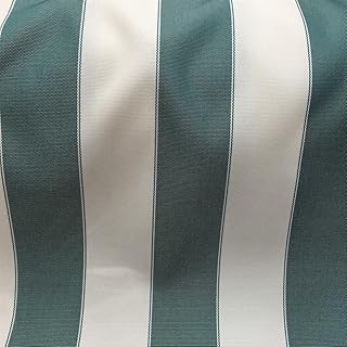Hunter Green | Ivory Striped Waterproof Outdoor Canvas Fabric- 60