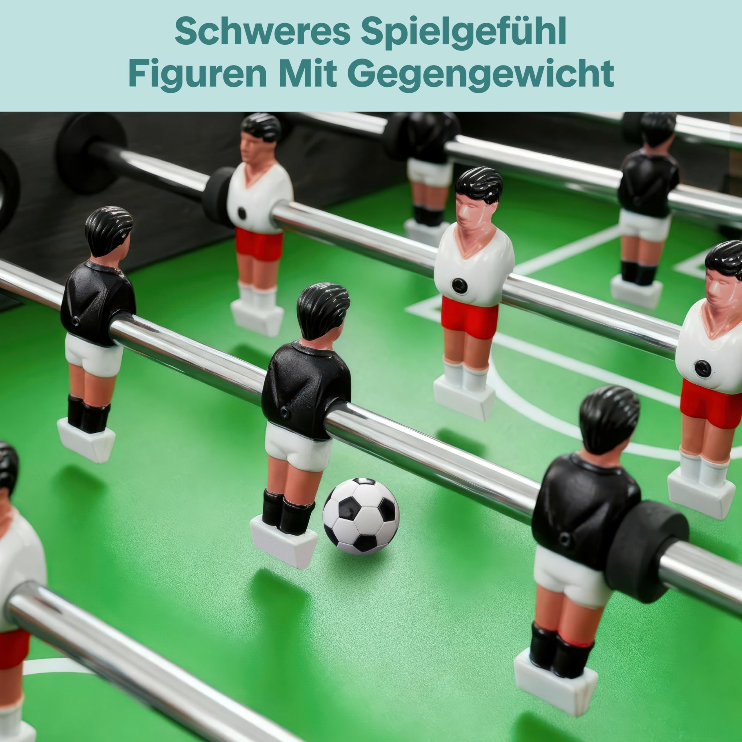 SereneLife Tischkicker Klappbar 110 cm – Kickertisch für Kinder & Erwachsene Stabiler MDF Tischfußball mit Stahlstangen & 4 Bällen