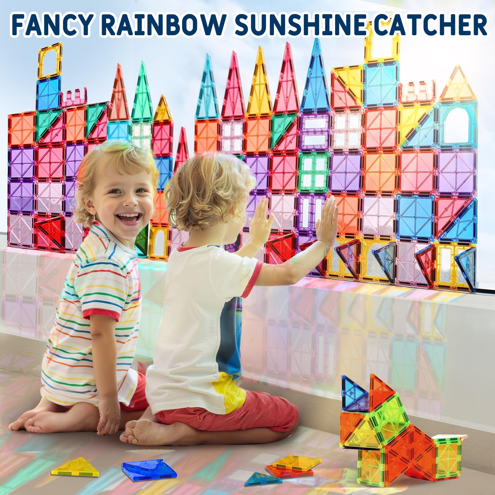 Jvshazup 120PCS Magnetic Tiles Kids Toys with 2 Magnetic Figure & 2 Car - Image 2