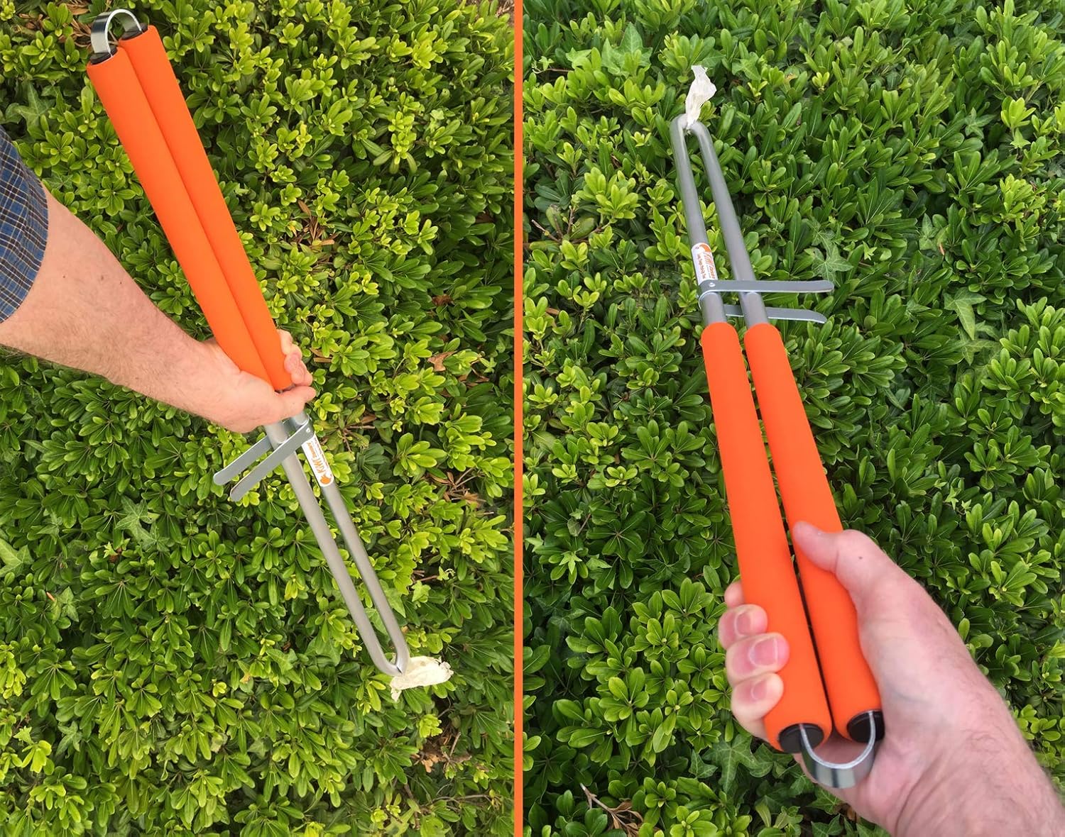 ArcMate Squeezy Pick Up Tongs, Tweezer Style Outdoor Litter Pick Up Tool, Reacher Grabber, Adjustable from 24" to 33" Reach, Orange (15080)