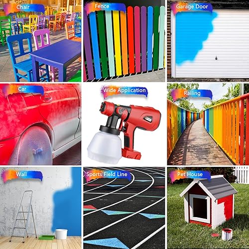 Miniatura 6 de Pulverizador de pintura inalámbrico para batería Milwaukee M18, pistola de pintura HVLP de alta potencia de 200 W con 4 boquillas, 3 patrones,