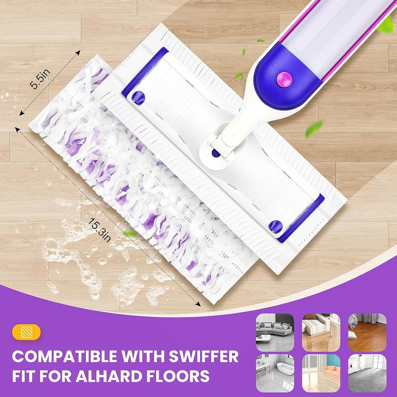 15 repuestos de almohadillas para fregona Swiffer Power, almohadillas absorbentes de limpieza de suelos para madera dura, azulejos, suelos laminados