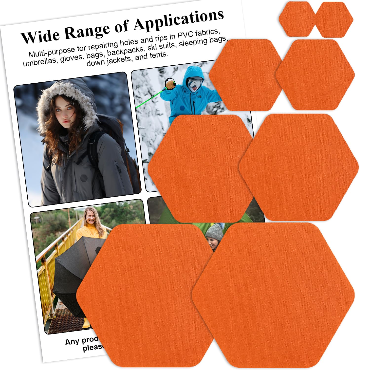 TXSN Down Jacket Repair Patches, Self Adhesive Nylon Repair Patch, Pre-Cut Waterproof Repair Patches for Down Jackets Coats Clothing Tents Sleeping Bags, Orange 8pcs