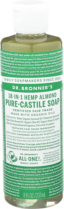 Sabonete líquido de Castela Dr. Bronner's com amêndoa, 236 mL