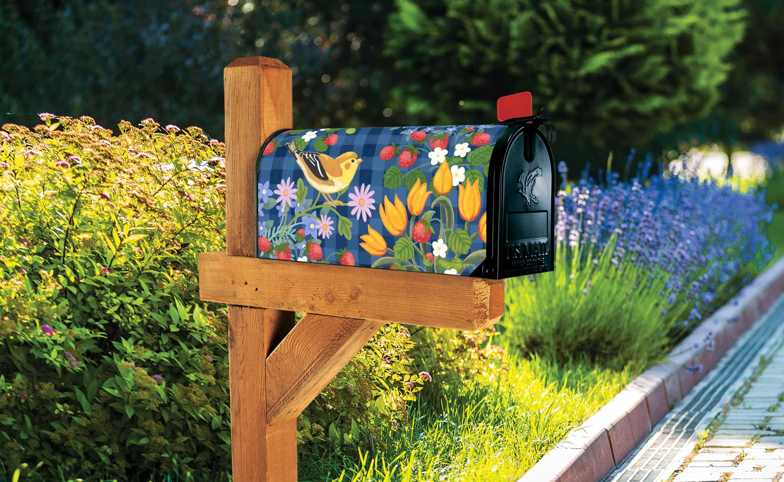 Studio M MailWraps Strawberry Floral, The Original Magnetic Decorative Mailbox Cover, Made in USA, Superior Weather Durability, Standard Size fits 6.5W x 19L Inch Mailbox