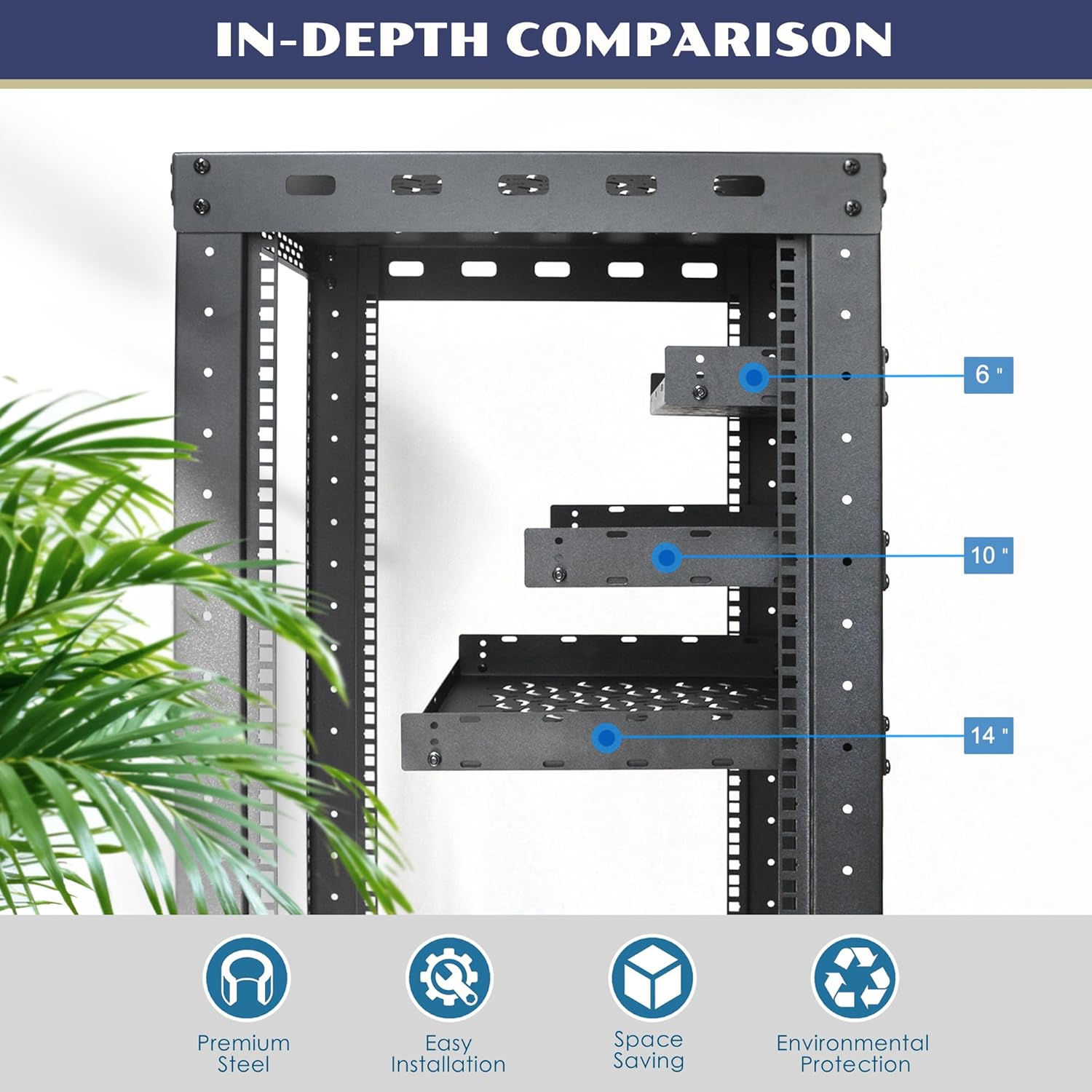 2 Pack 1U Server Rack Shelf, 19 Inch Universal Network Rack Mount Tray, 6 Inches Deep Vented Cantilever Shelf for AV/IT Equipment, Black