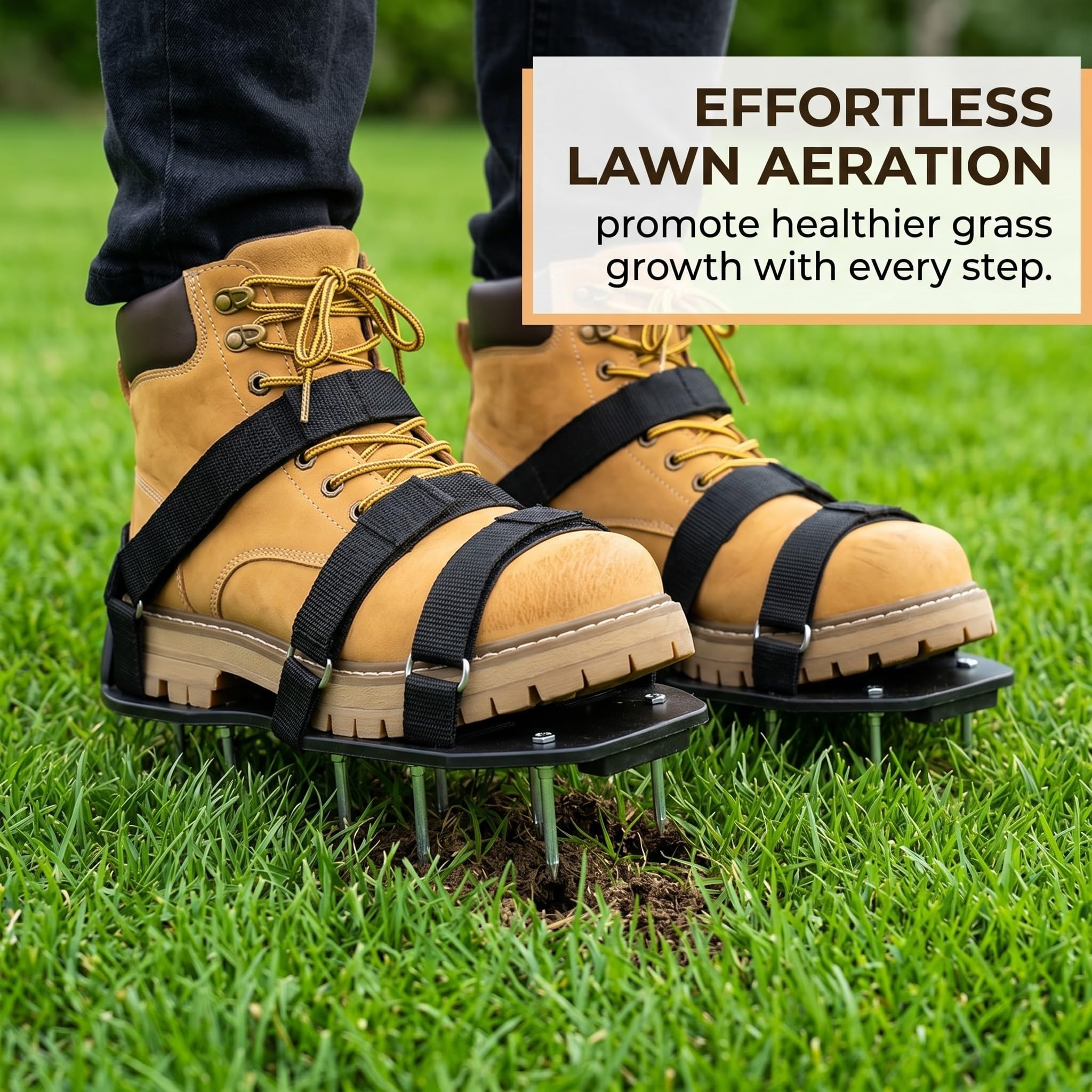 Arieggiatore Prato Scarpe Chiodate per areazione Giardino, Scarificatore Manuale, Sandalo Aeratore Scarpe da Prato, per Cortile e Patio, Nero